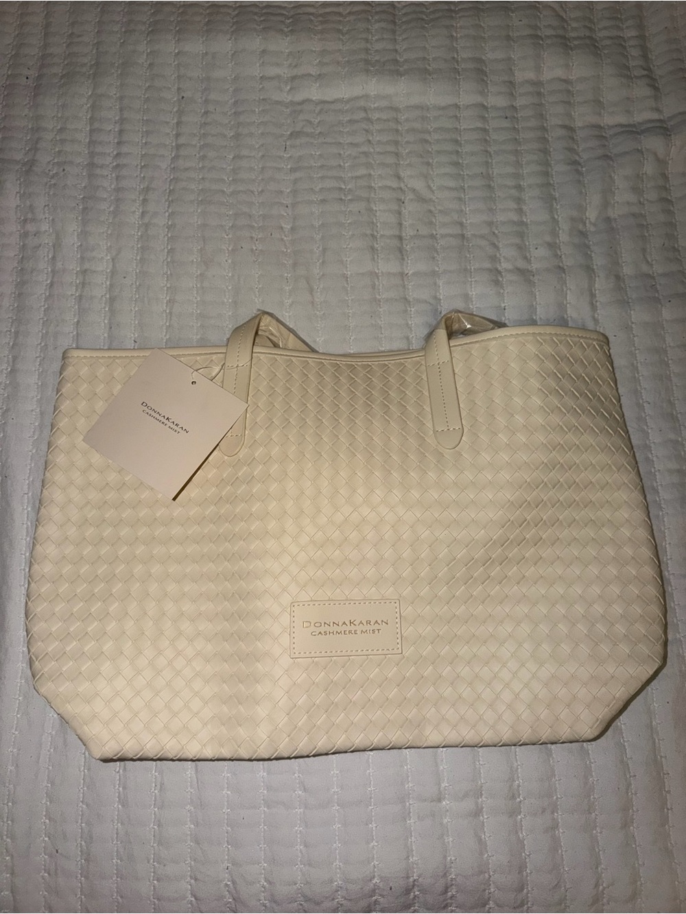 Donna Karan Cream Woven Tote